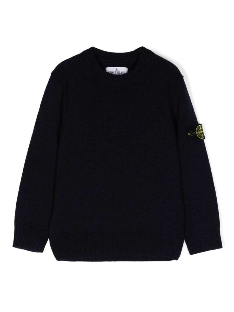 Compass-badge crew-neck jumper