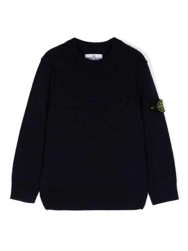 Compass-badge crew-neck jumper