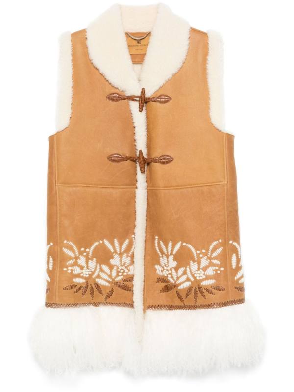 shearling-trim coat