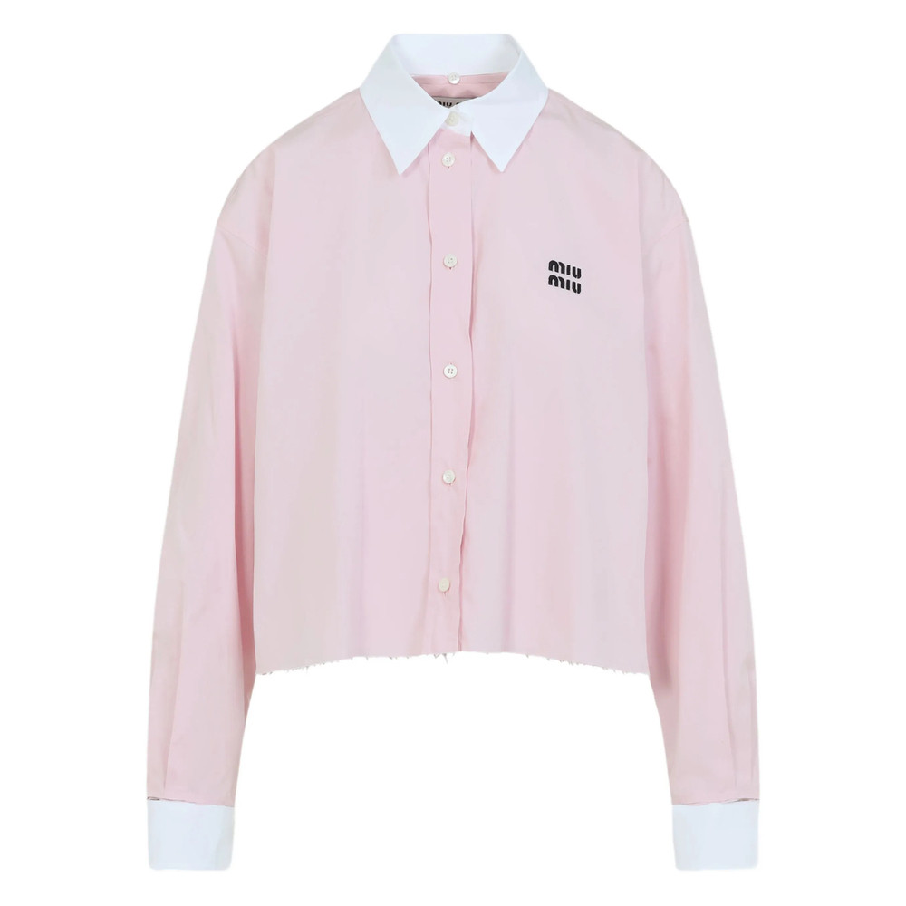 Miu Miu Logo-embroidered Frayed-hem Shirt