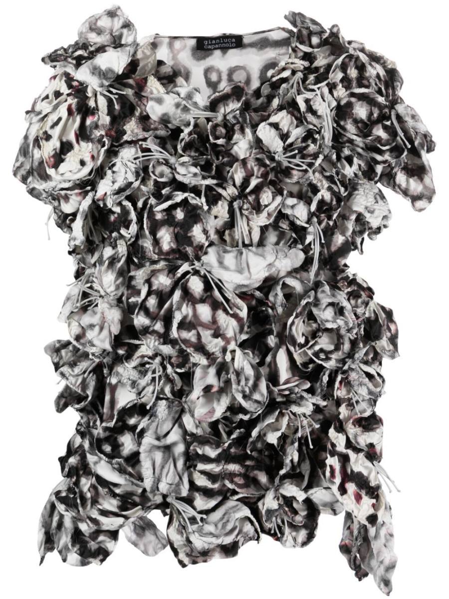 3d-detail floral-embroidered blouse