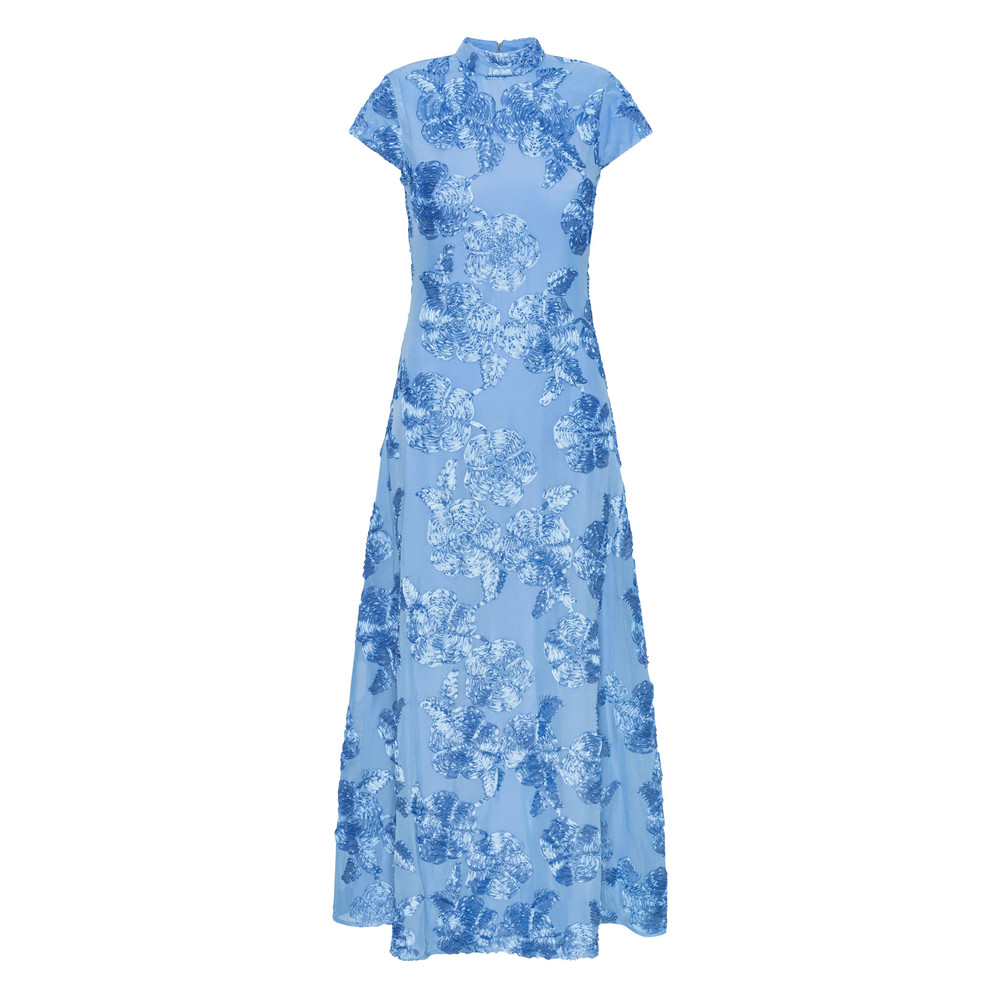 Rotate Floral-embroidered Midi Dress