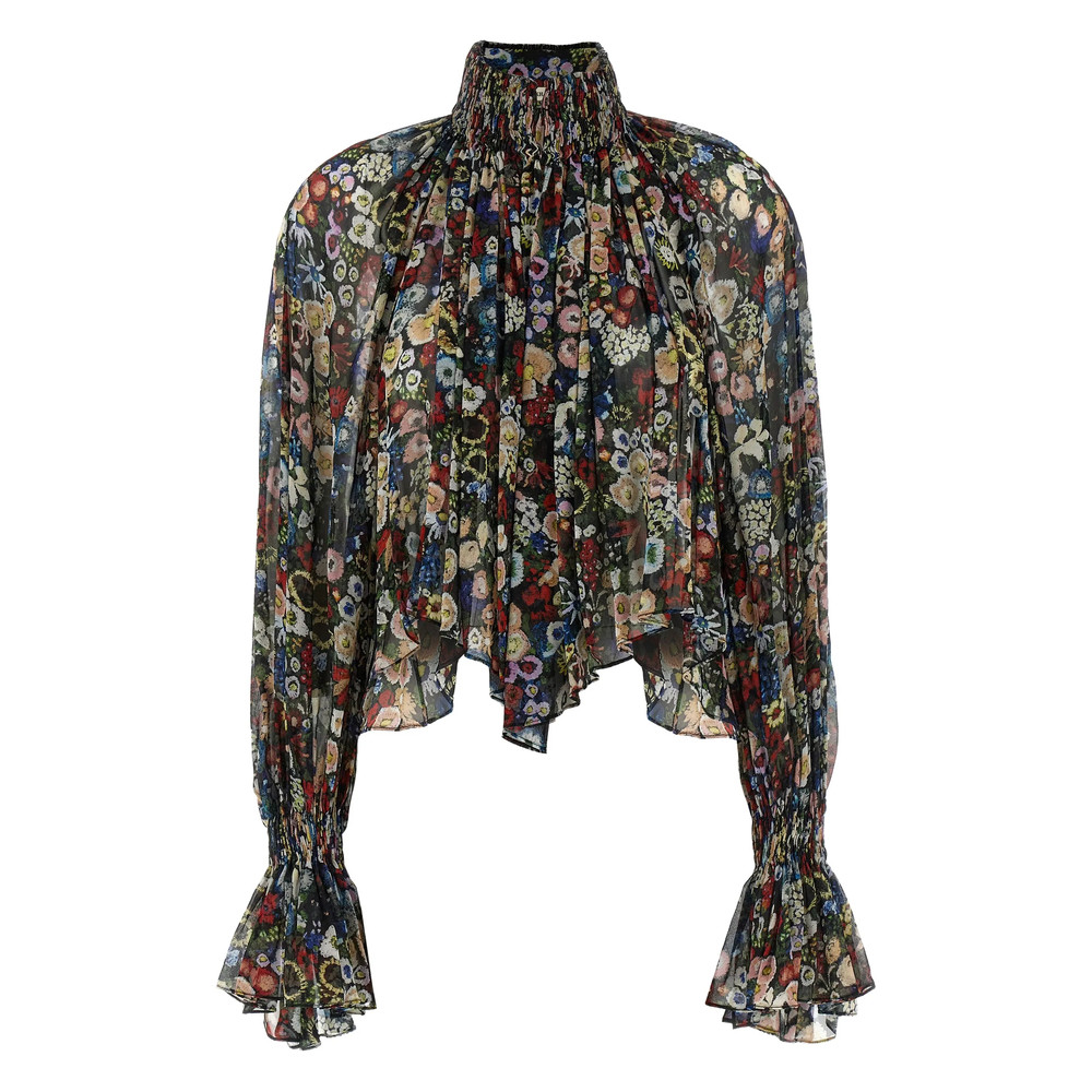 Khaite Floral High-neck Blouse