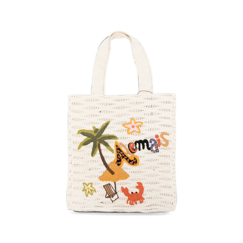Alemais Island Cove Embroidered Crochet Tote Bag