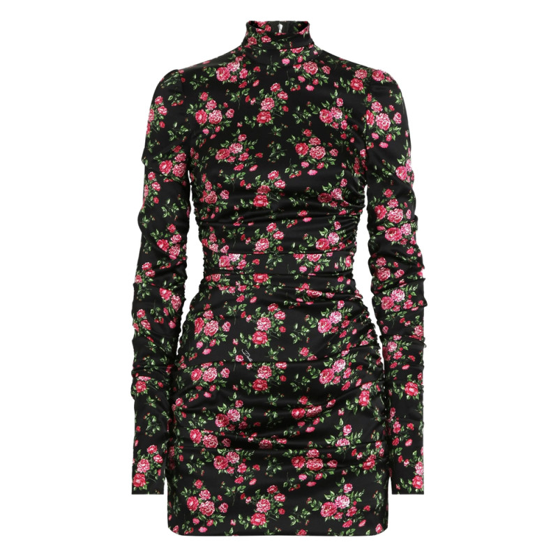Dolce & Gabbana Ruched Floral Mini Dress