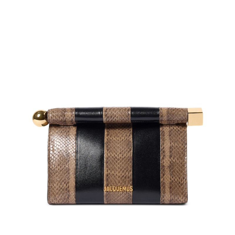 Jacquemus Le Sac Rond Carre Striped Clutch Bag