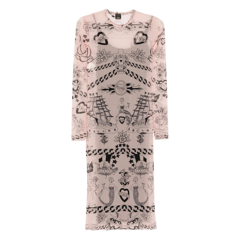Pinko Printed Mesh Midi Dress
