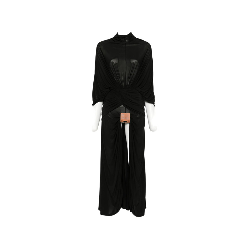 Jean Paul Gaultier Draped Logo-patch Maxi Dress