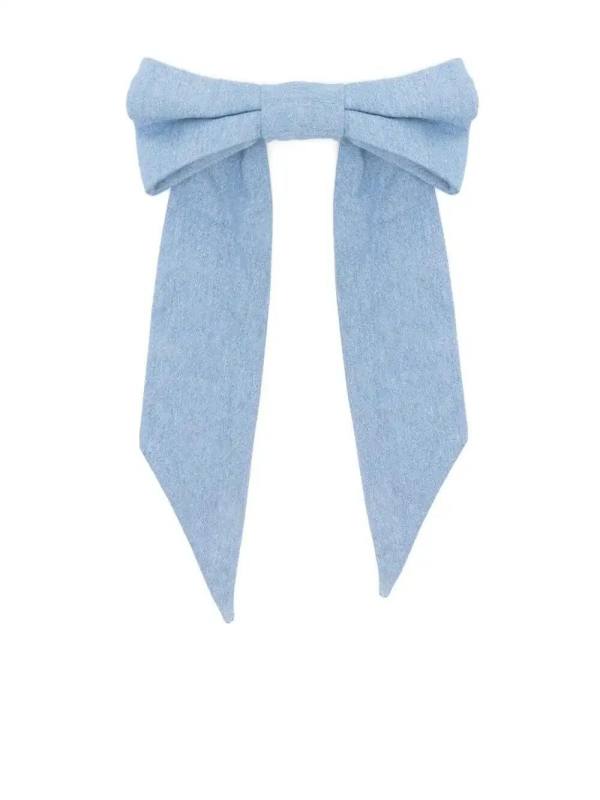 denim bow brooch