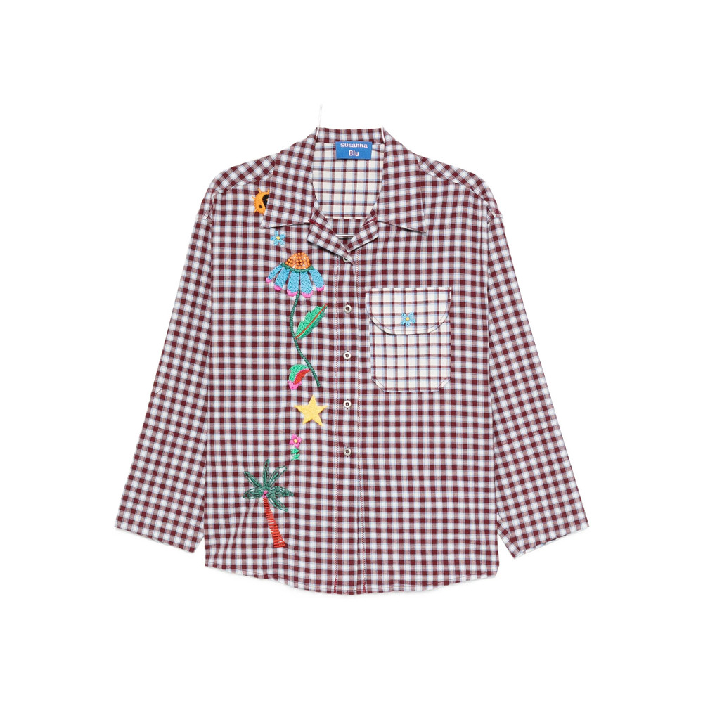 Susanna Blu Narciso Embroidered Gingham Shirt