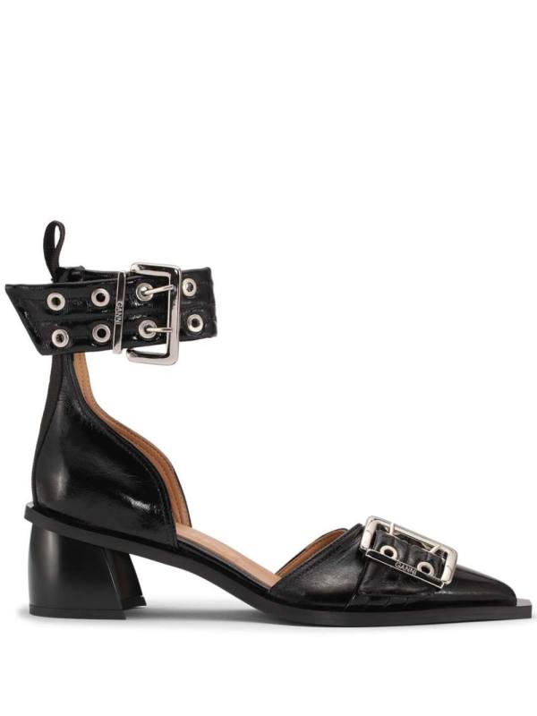 buckled faux-leather pumps