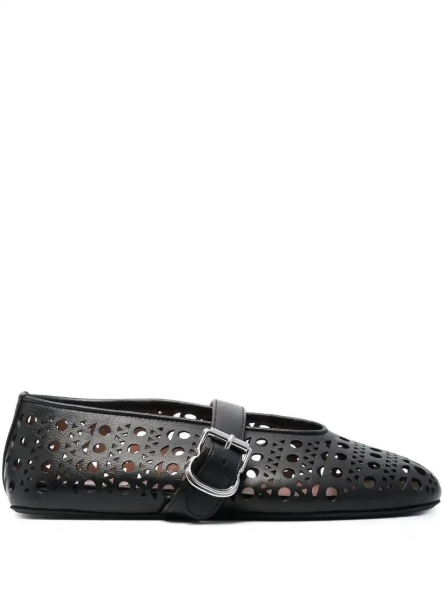 cut-out leather ballerinas