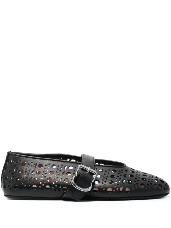cut-out leather ballerinas