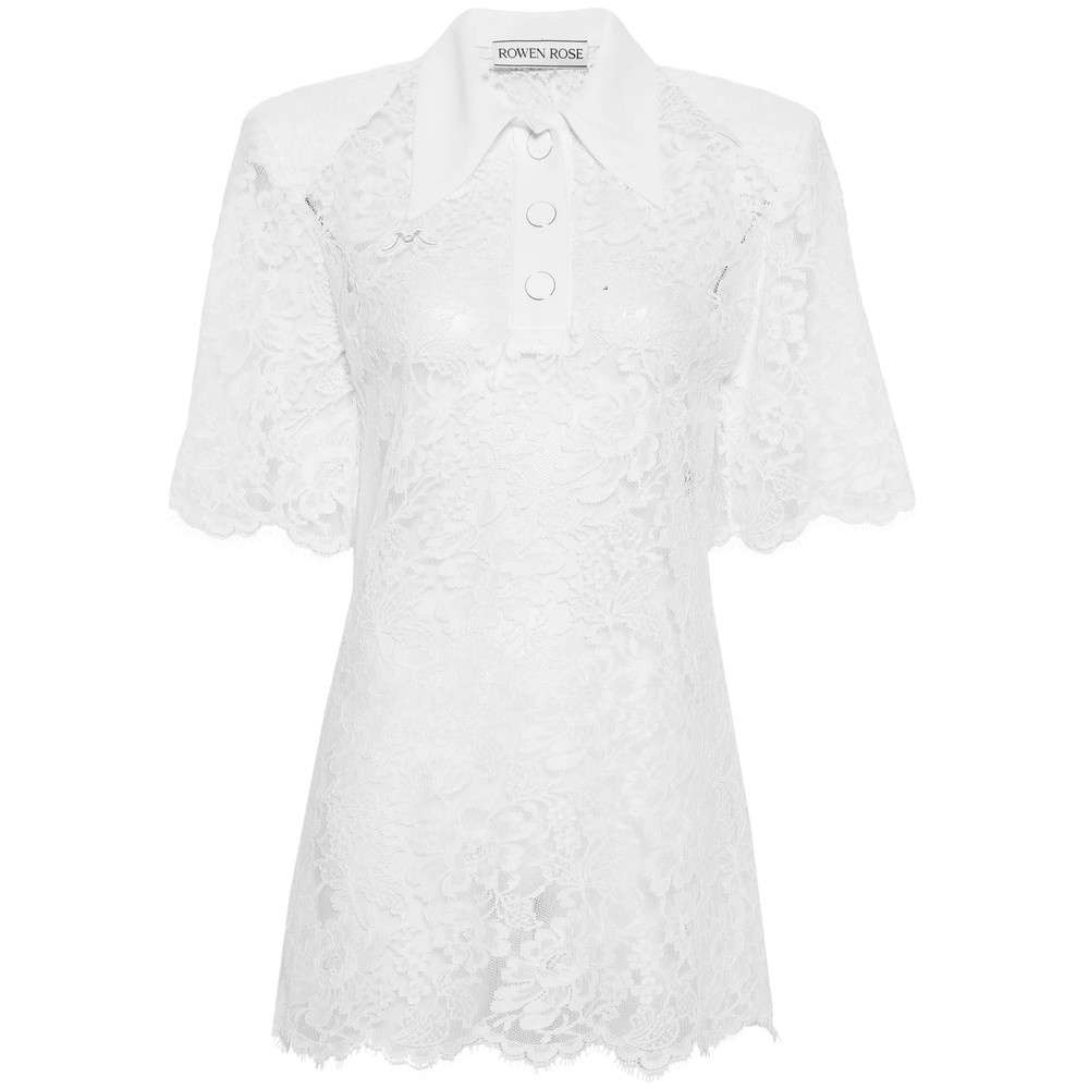 Rowen Rose Floral-lace Polo Top