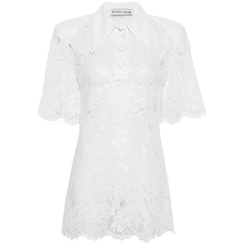 Rowen Rose Floral-lace Polo Top