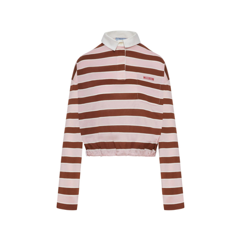 Prada Striped Lon-sleeves Polo Shirt
