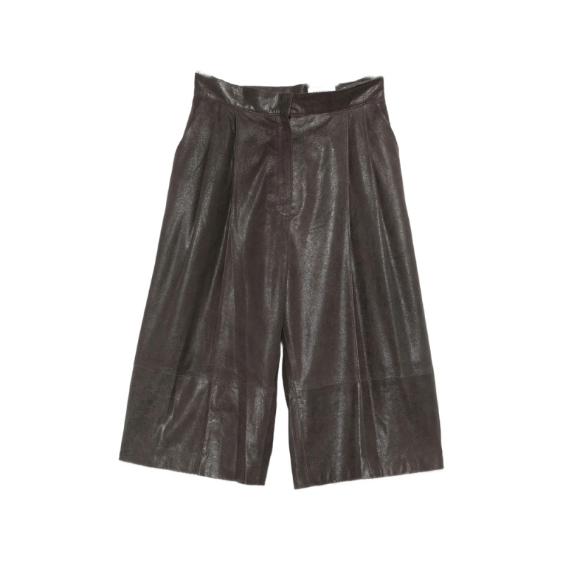 Cassell Pleated Leather Shorts