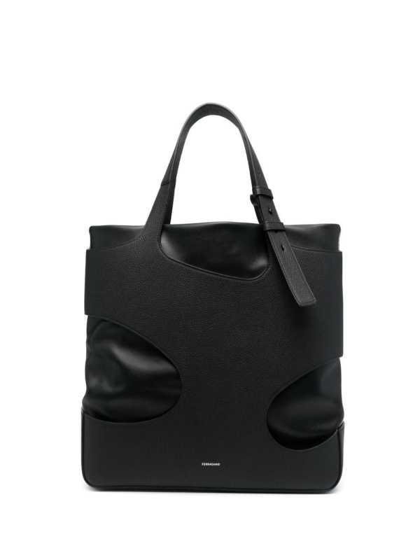 cut-out detail leather tote bag
