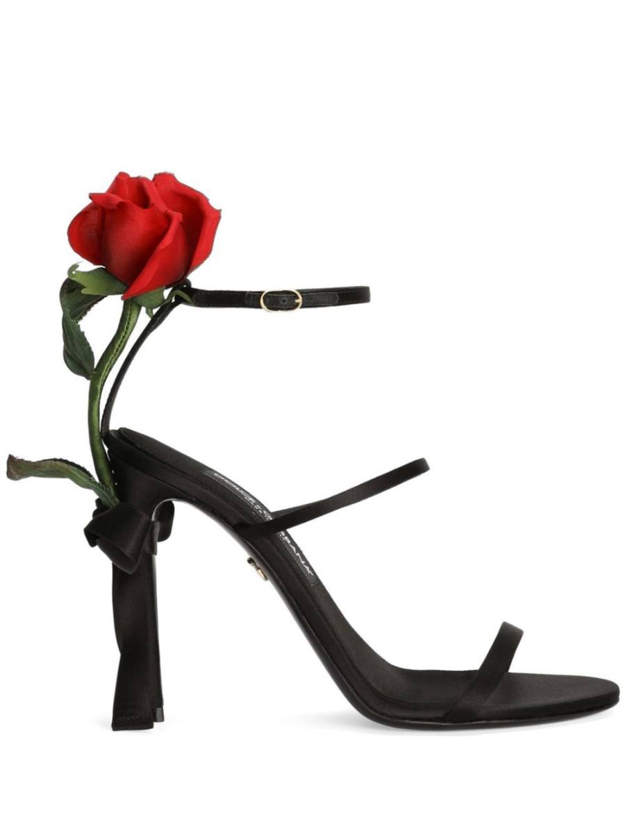 105mm rose-appliqué sandals
