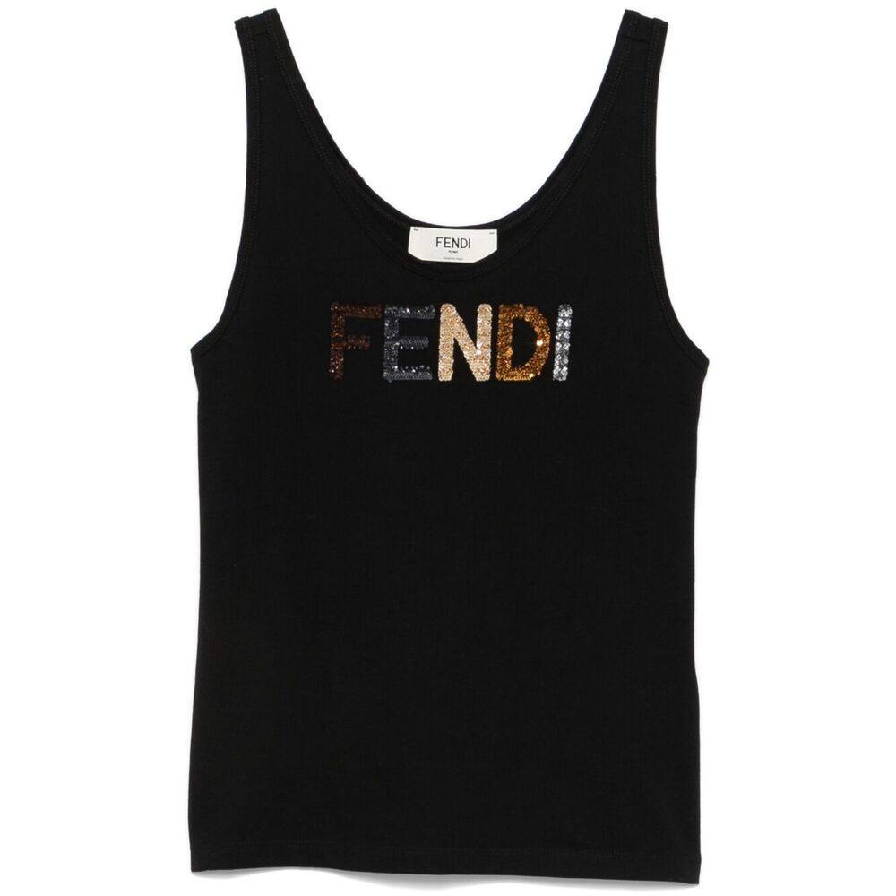 Fendi Sequin-logo Tank Top
