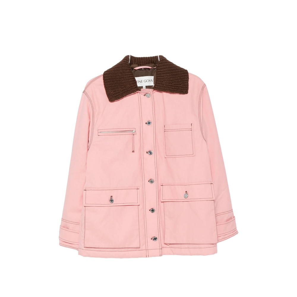 Stine Goya Ribbed-knit Collar Contrast-stitch Jacket