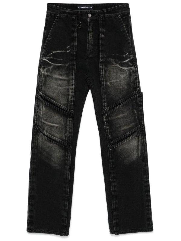 touch-strap multi-panel jeans