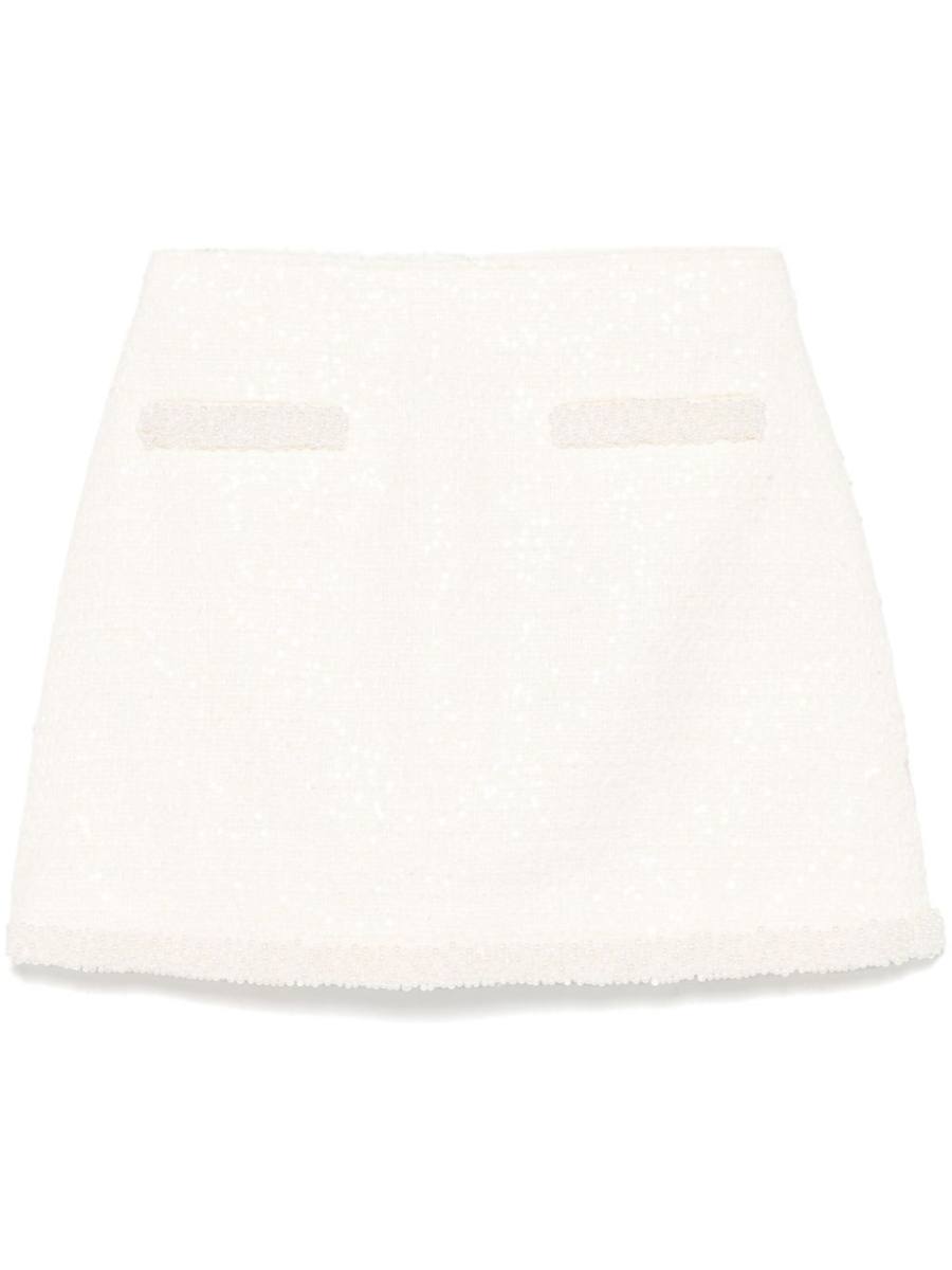 bouclé pearl-trim mini skirt