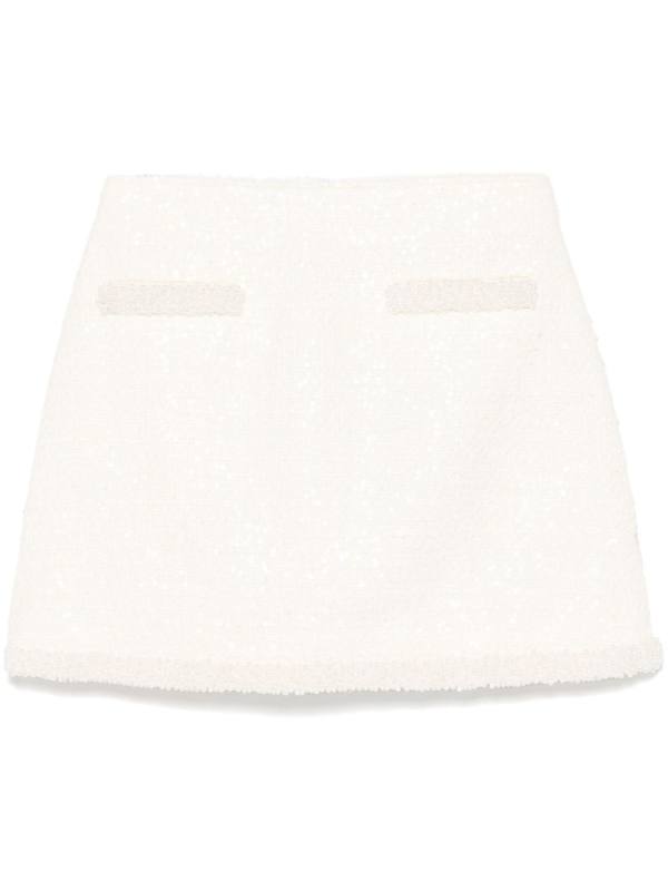 bouclé pearl-trim mini skirt