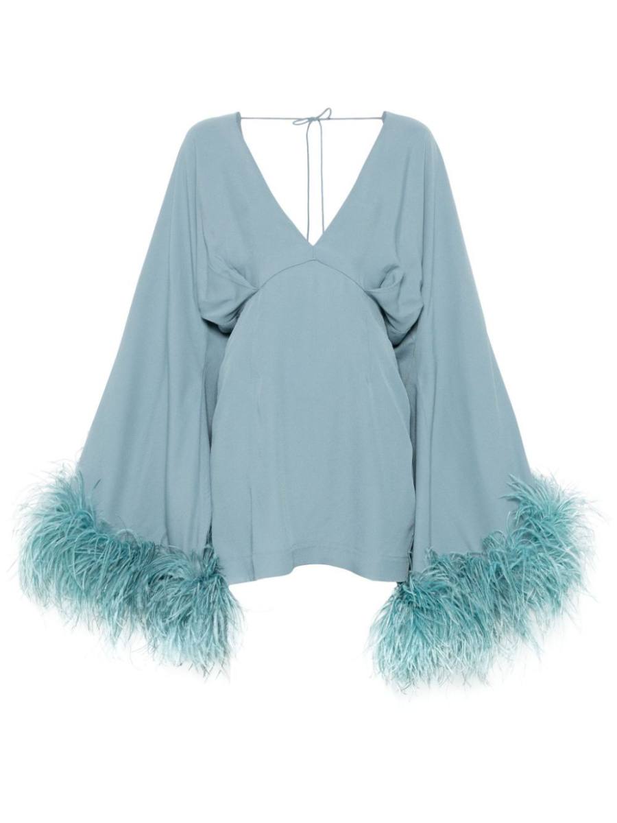 feather-trim mini dress