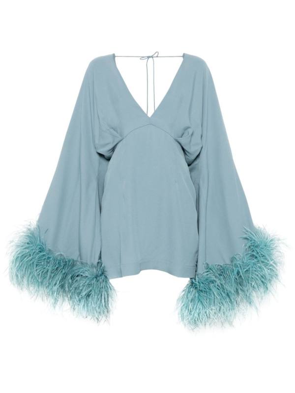 feather-trim mini dress
