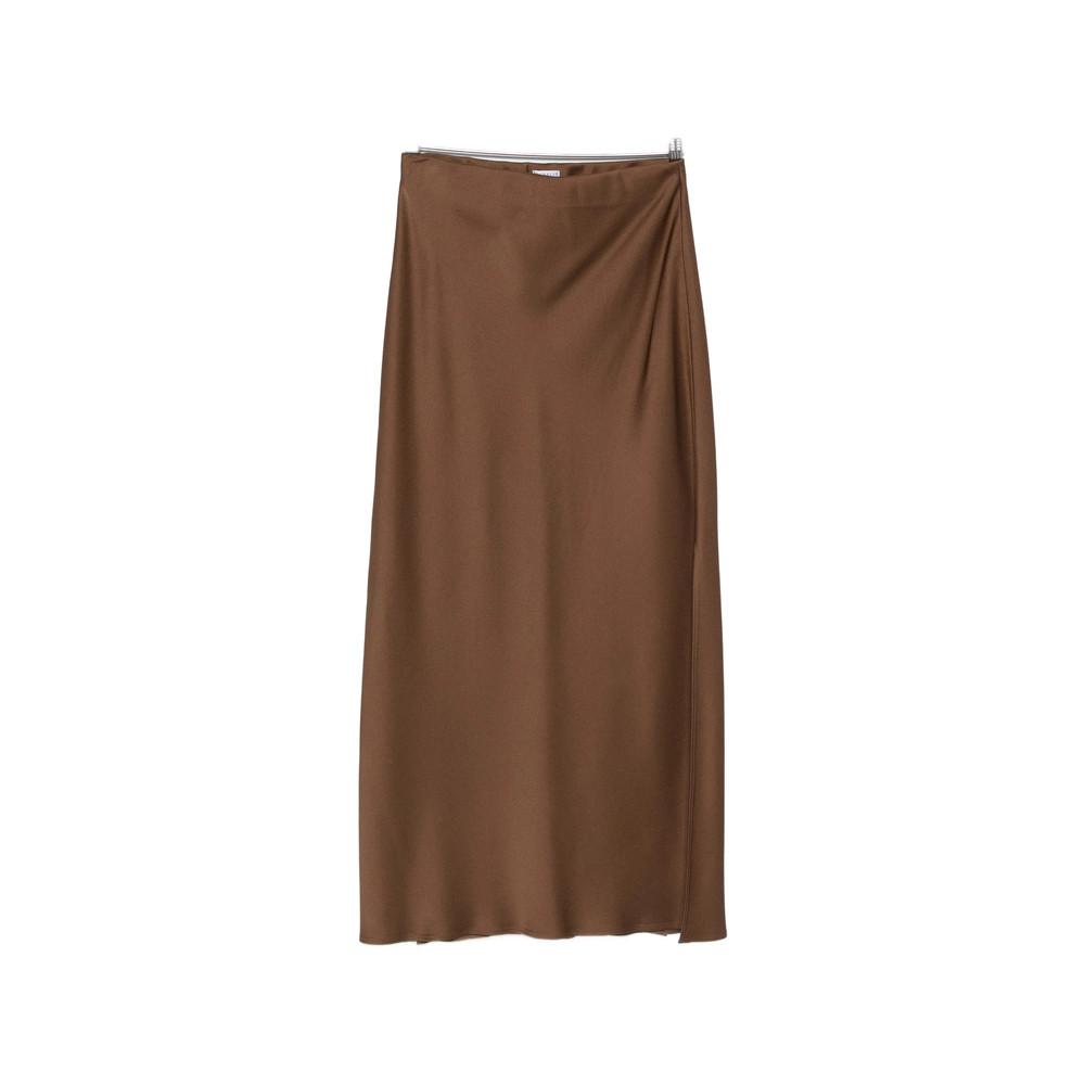 Brunello Cucinelli Satin-finish Slit Maxi Skirt