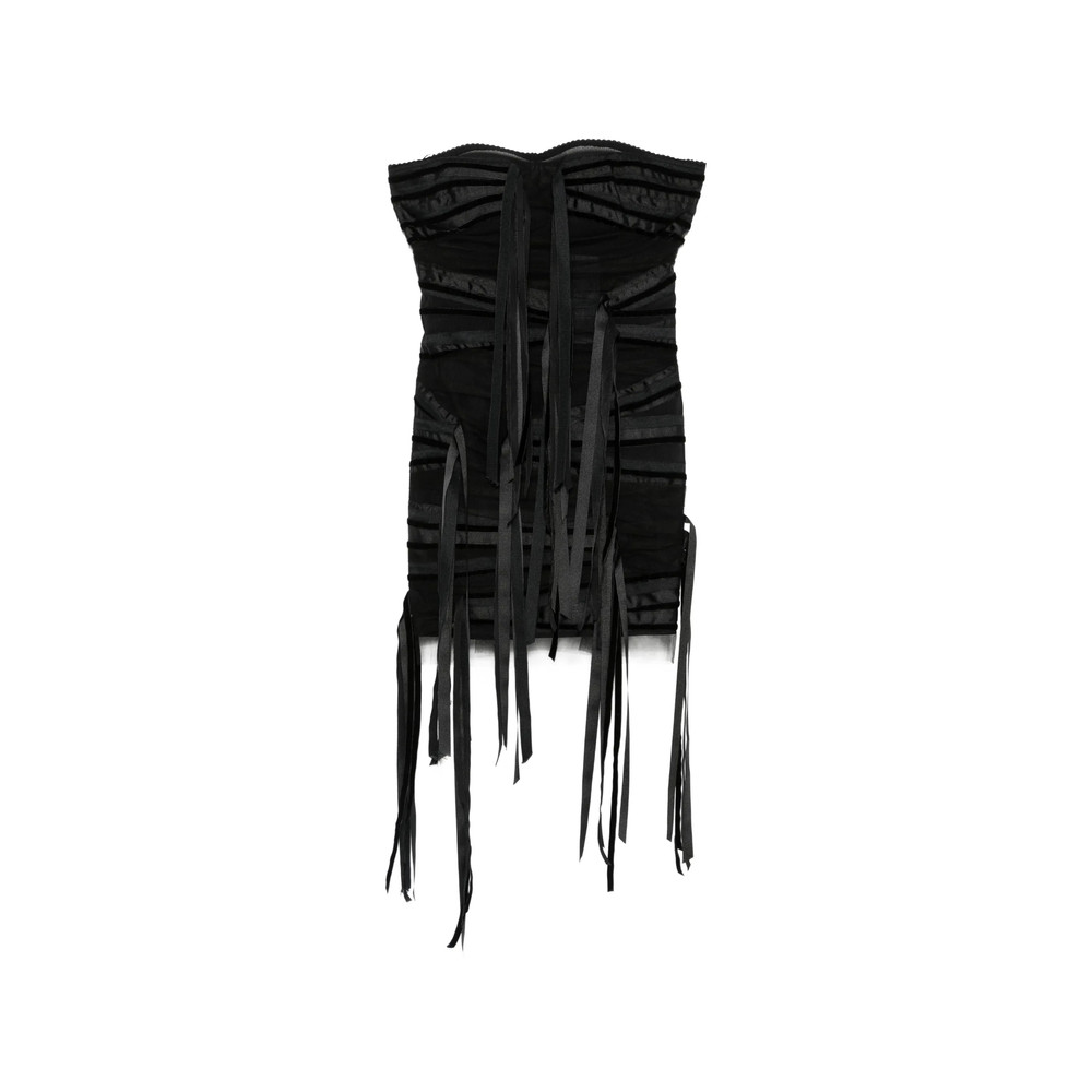The Attico Fringed Strapless Mini Dress