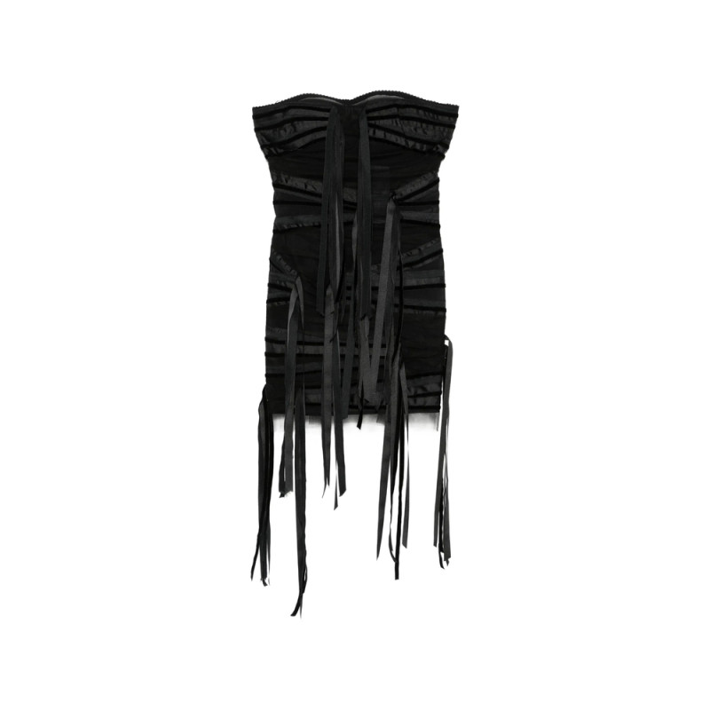 The Attico Fringed Strapless Mini Dress