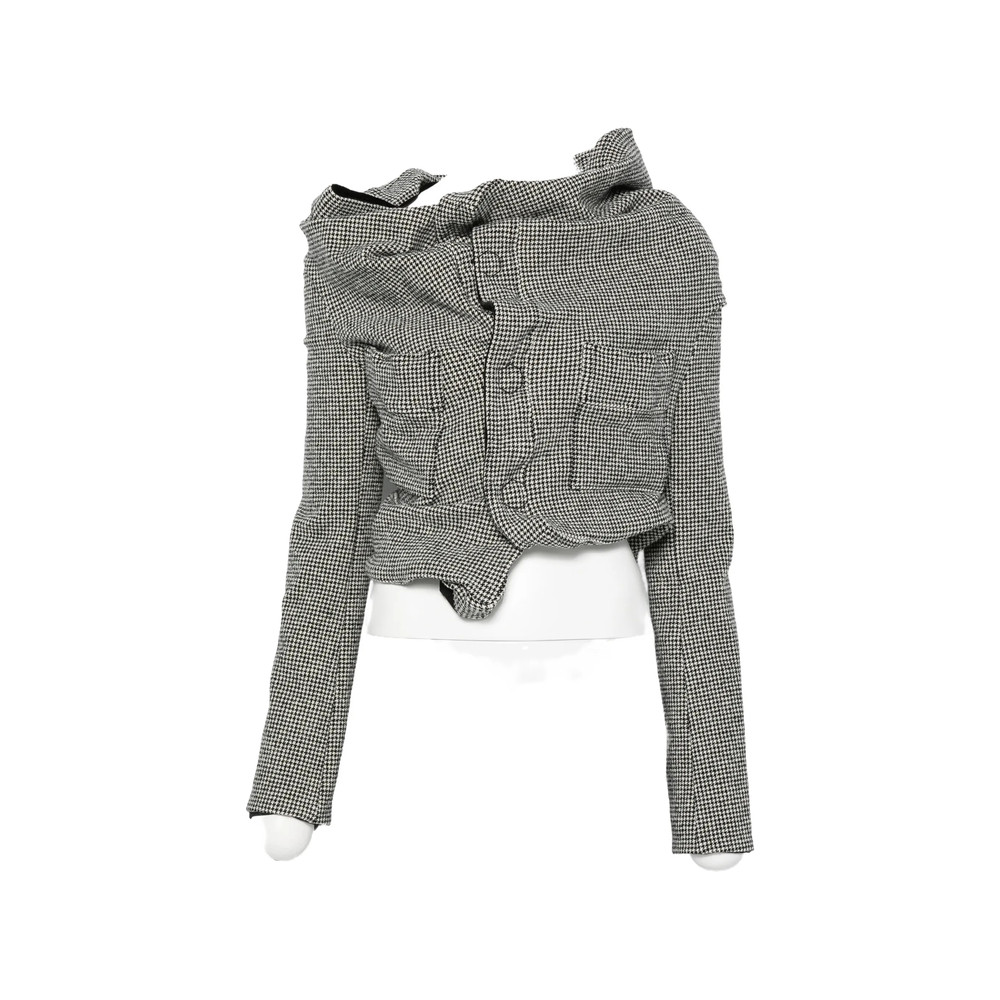 Junya Watanabe Houndstooth-pattern Draped-design Jacket