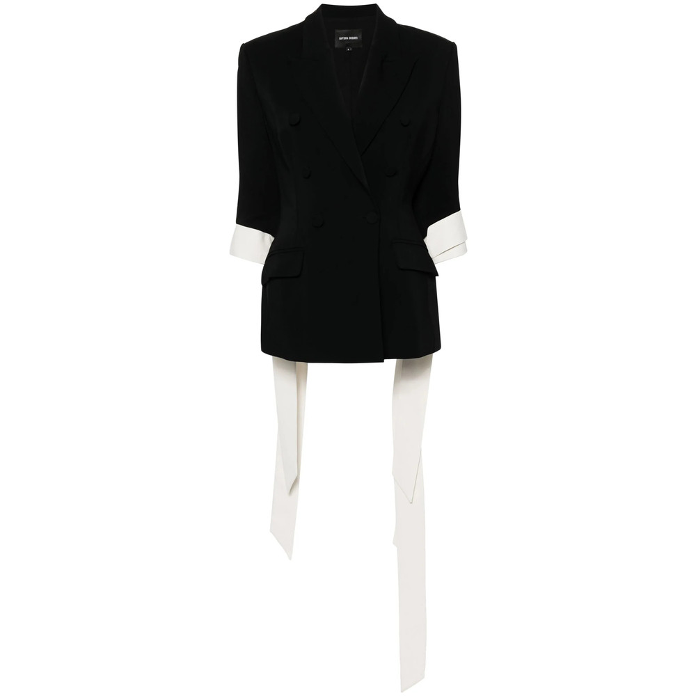 Nafsika Skourti Ruffle-detail Double-breasted Blazer