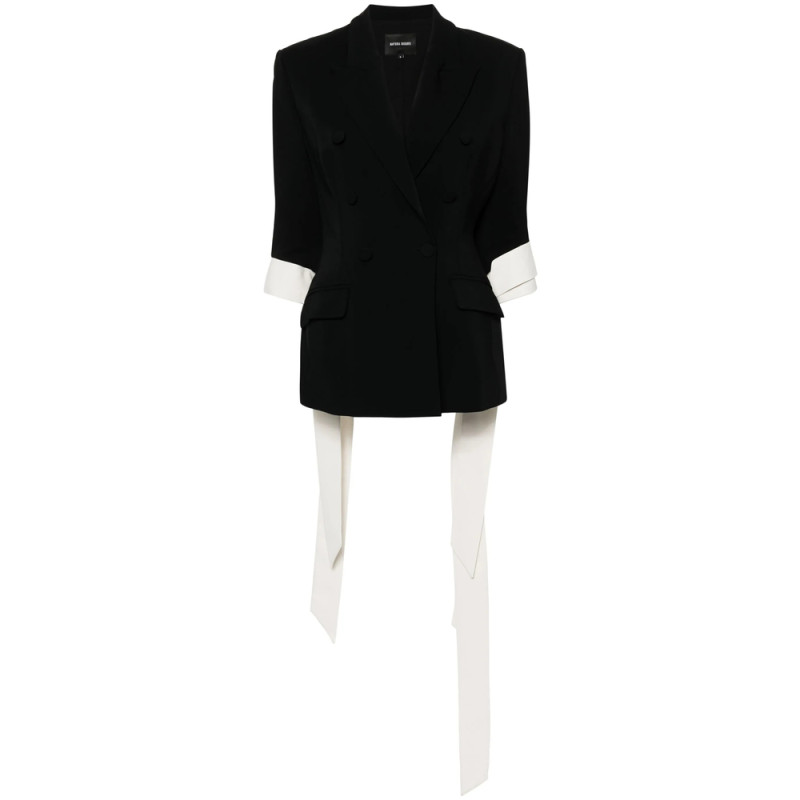 Nafsika Skourti Ruffle-detail Double-breasted Blazer