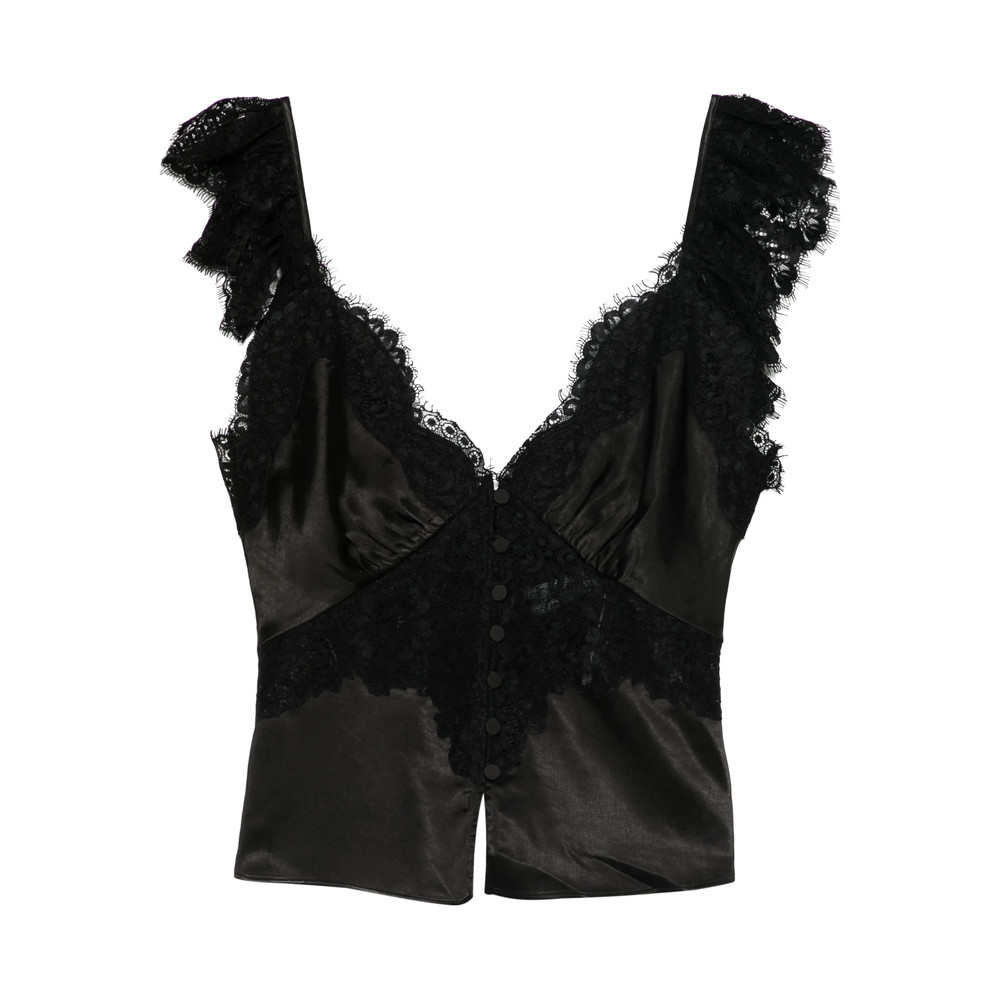 Self-portrait Lace Button Top