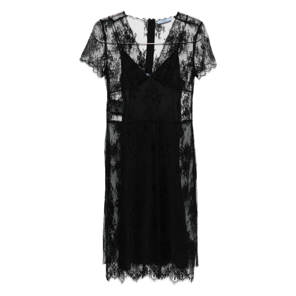 Prada Lace-overlay V-neck Dress