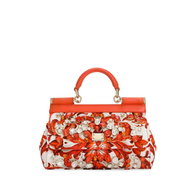 Dolce & Gabbana Mini Sicily Handbag With Embroidery And Bezels