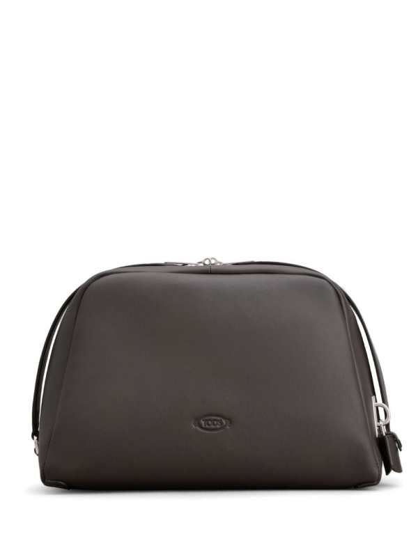 logo-debossed leather clutch bag