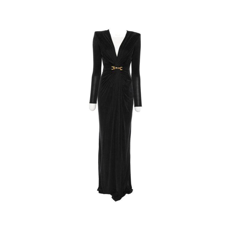Elisabetta Franchi V-neck Long-sleeve Maxi Dress