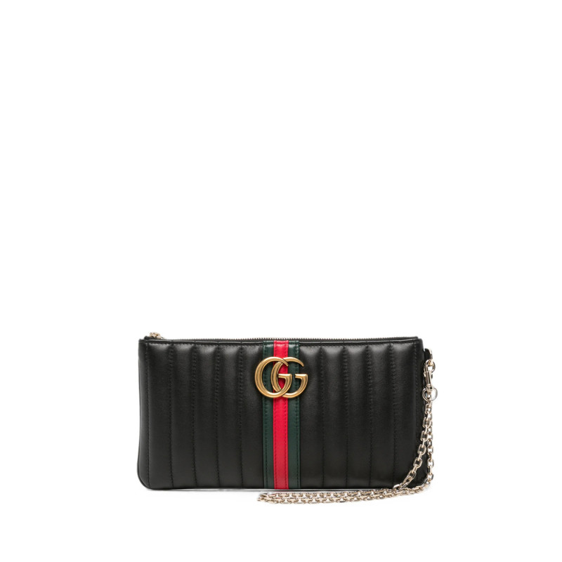 Gucci GG Marmont Web-stripe Quilted Clutch Bag