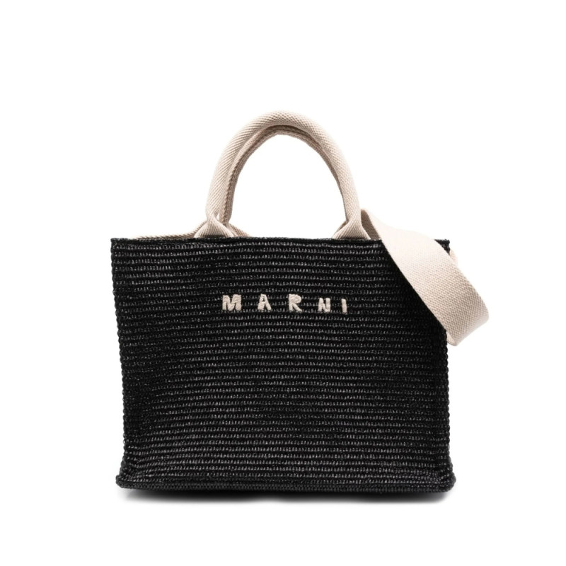 Marni Logo-lettering Raffia Tote Bag