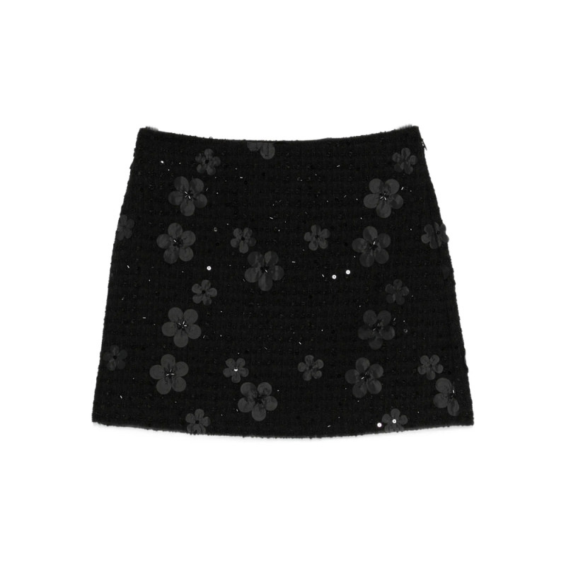 Twinset Flower-embellished Bouclé Mini Skirt