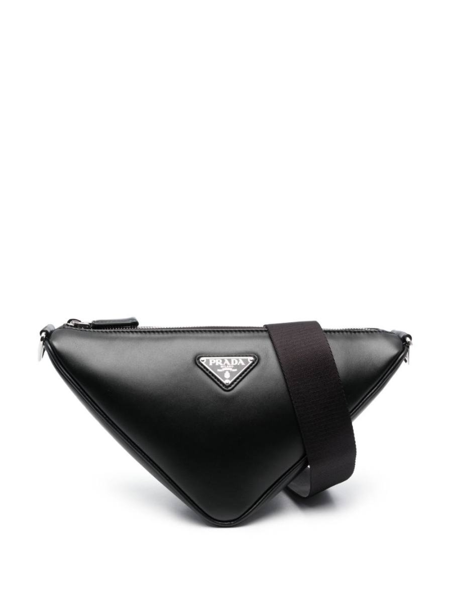 Triangle logo plaque crossbody bag