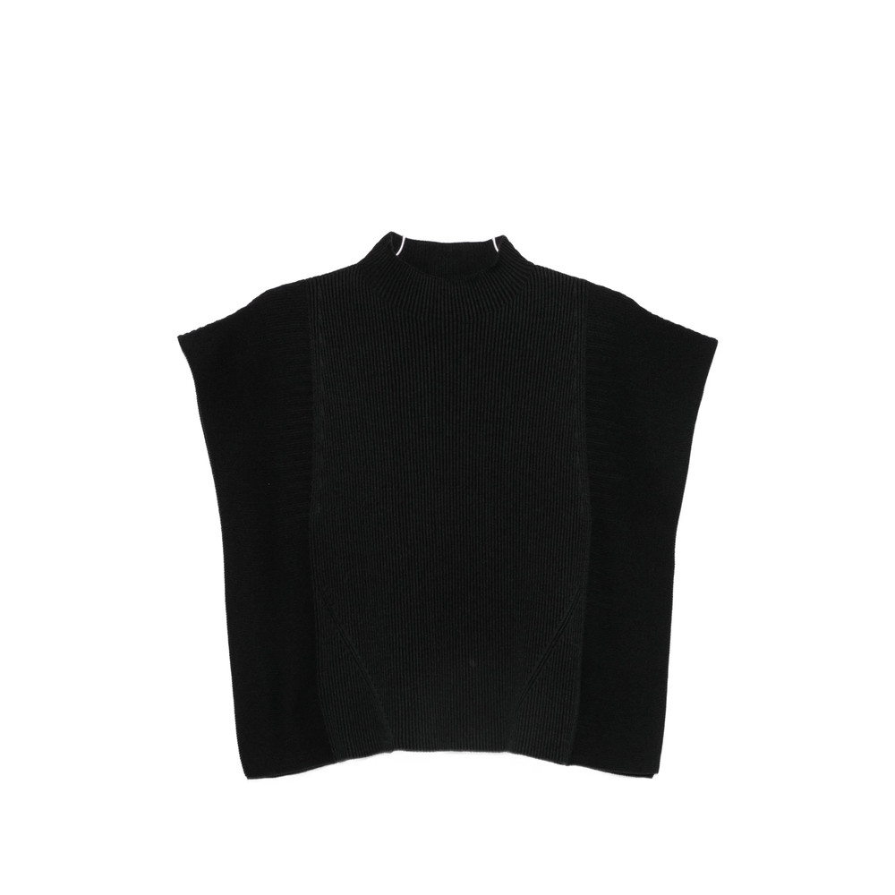 Cfcl Portrait Ruffled-sleeves Ribbed Top