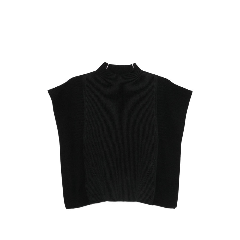 Cfcl Portrait Ruffled-sleeves Ribbed Top