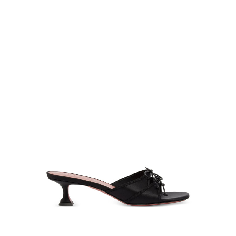 Amina Muaddi Eleonora Bow Silk Sandals