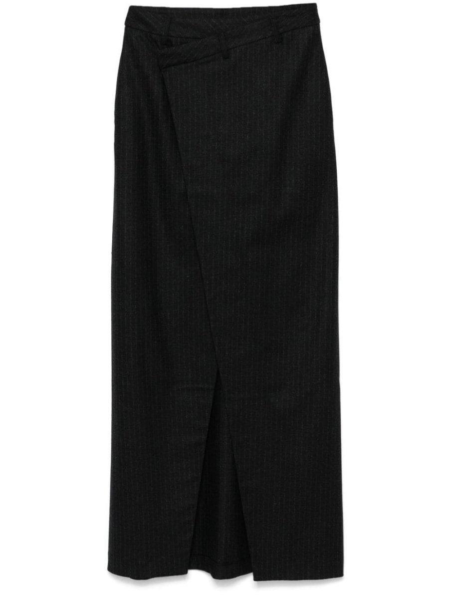 pinstripe midi skirt