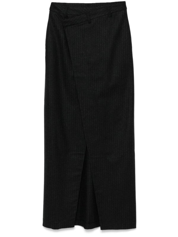 pinstripe midi skirt